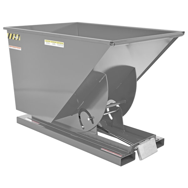 Heavy Duty Self-Dumping Hopper 1 Cubic Yard 6000 lb Machine Gray